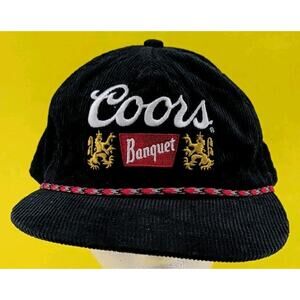 Coors Banquet SnapBack Hat Cap Corduroy Adjustable w/Rope Embroidered Blue EUC